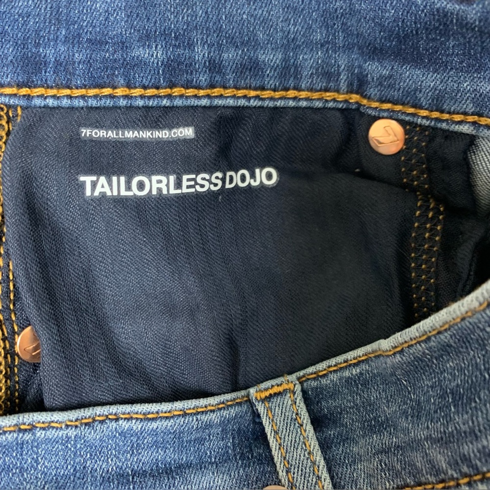 7 For All Mankind Dark Blue Flare Jeans with Contrast Pocket Detail - Picture 10 of 16
